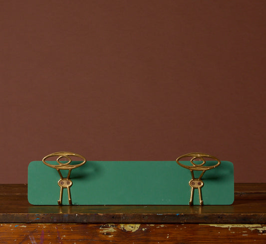 MID-CENTURY ITALIAN GREEN & BRASS WALL COAT HANGER