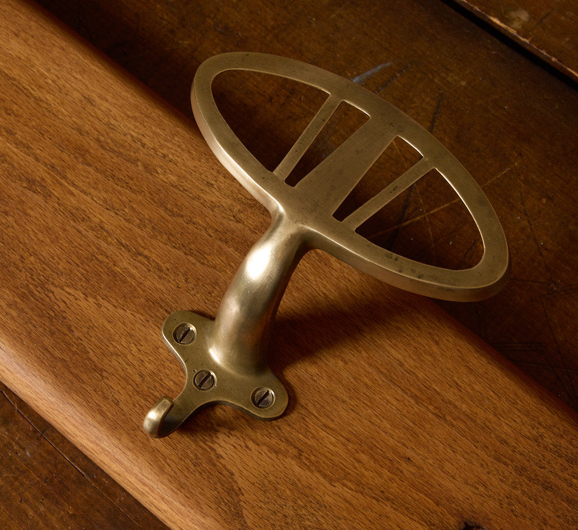 1960S BRASS & WOOD WALL COAT RACK