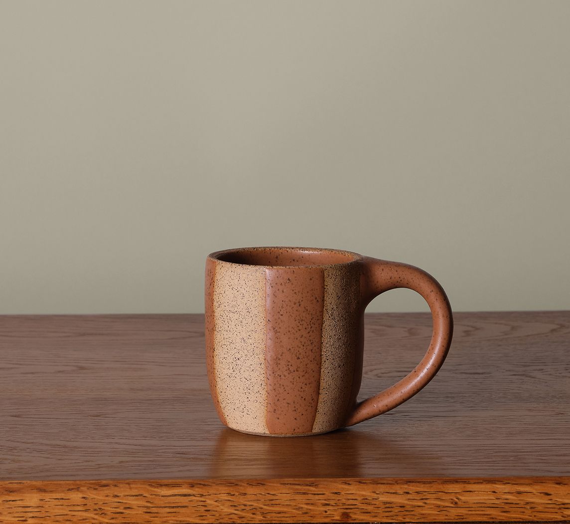 COFFEE MUG BY SALT CERAMICS IN CACAO STRIPE