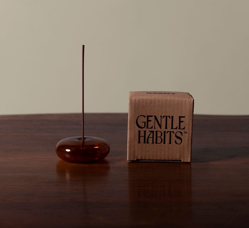 GENTLE HABITS AMBER GLASS INCENSE HOLDER