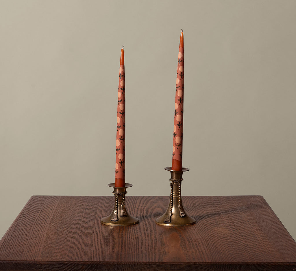 VINTAGE BRASS CANDLE HOLDERS WITH ROPE MOTIF