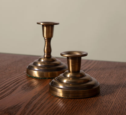 VINTAGE ASYMMETRICAL BRASS CANDLE HOLDERS