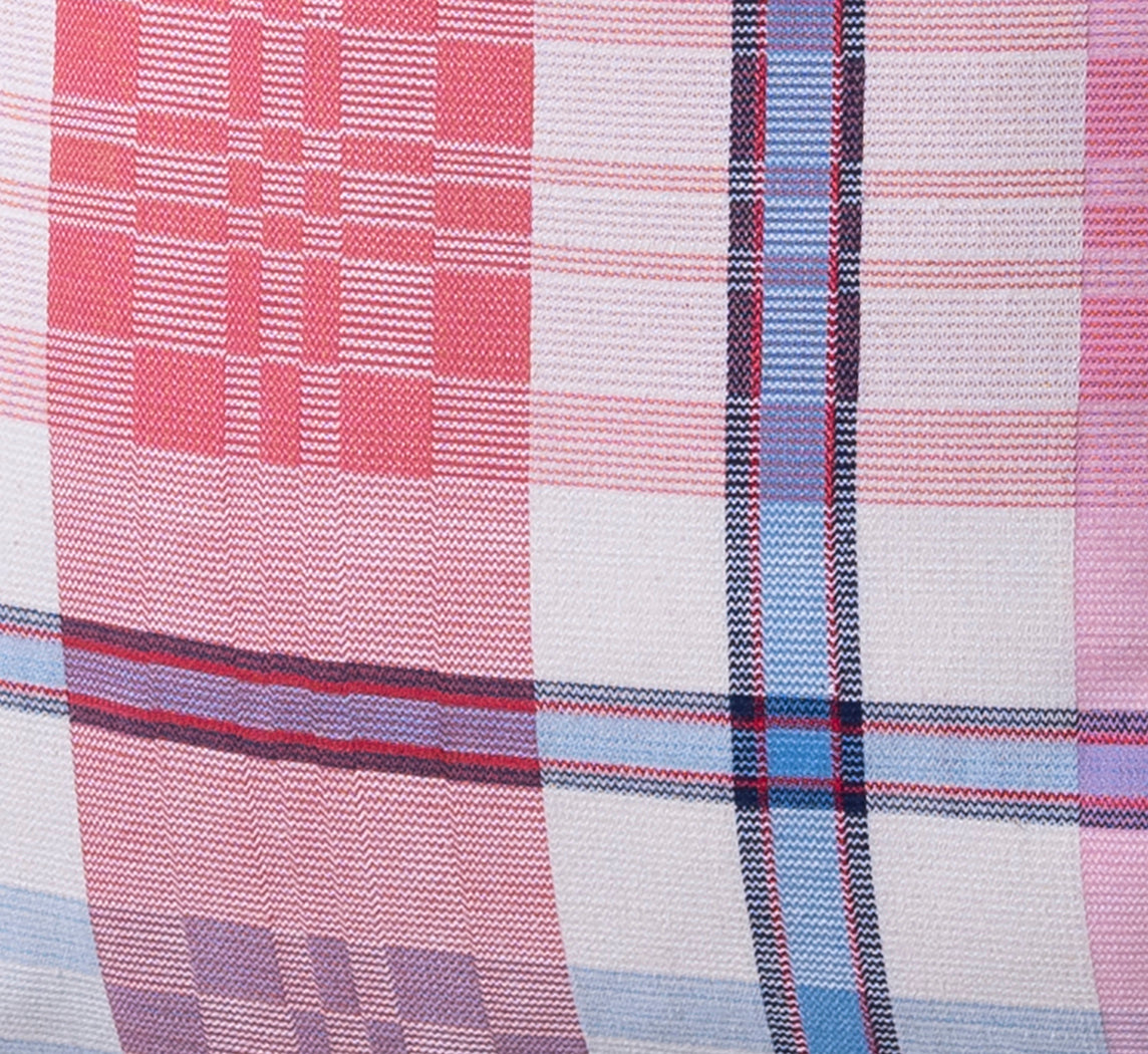 VINTAGE PLAID PINK AND BLUE PILLOW