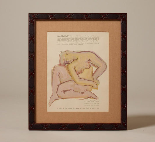 ORIGINAL NUDE WATERCOLOR EXHIBITION SHEET BY LÉON SÉVERAC (1903–1996), 1955