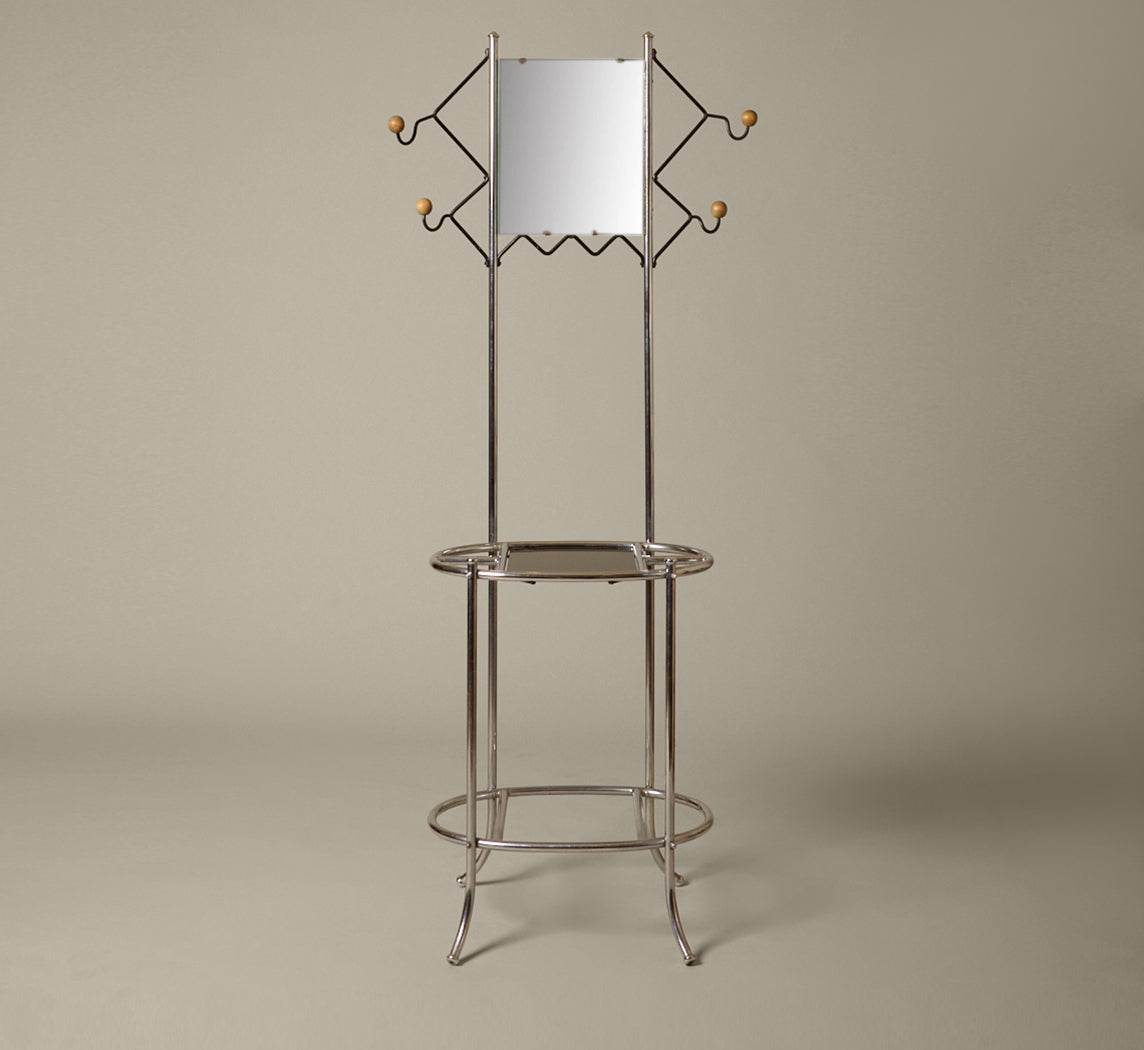 VINTAGE ART DECO REVIVAL CHROME COAT RACK