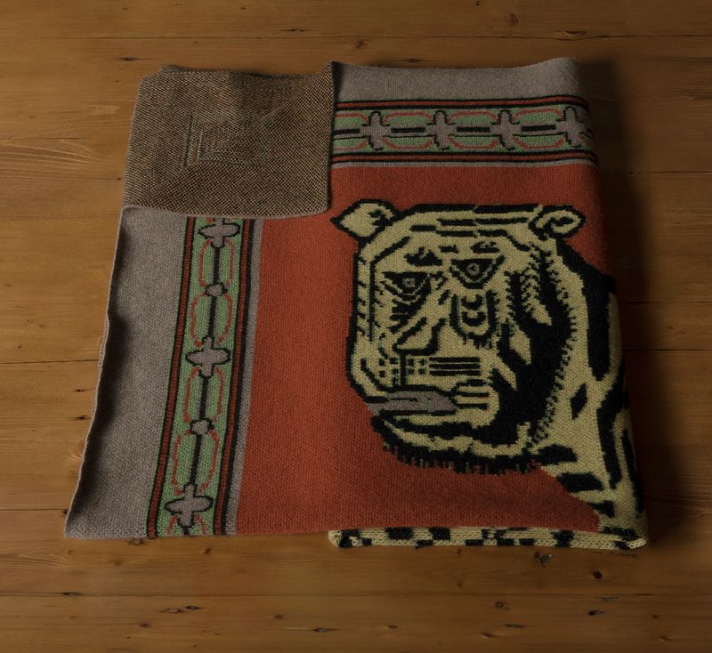 TIGER CARPET CASHMERE THROW BY SAVED NY
