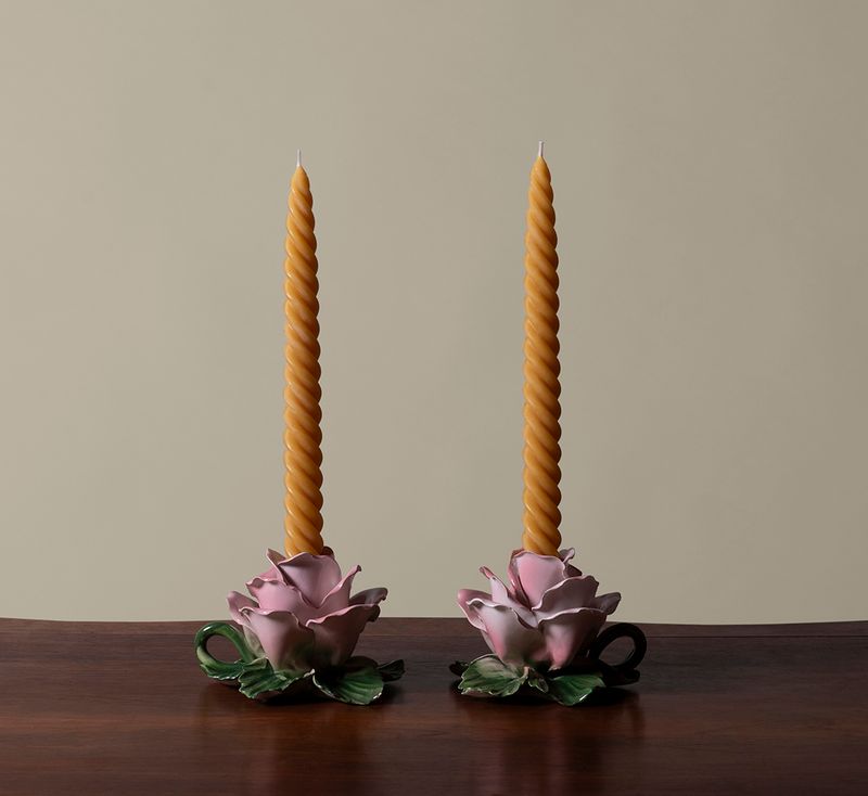 PAIR OF BEESWAX TAPER SWIVEL CANDLES