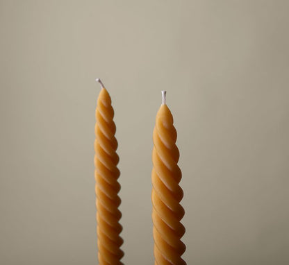 PAIR OF BEESWAX TAPER SWIVEL CANDLES "B"