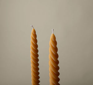 PAIR OF BEESWAX TAPER SWIVEL CANDLES