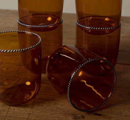 AMBER GLASS WITH STRIPED RIM