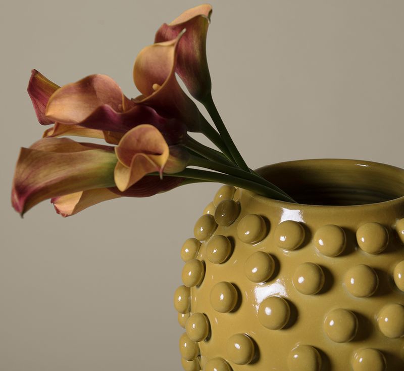 CASA ALFARERA ROUND GUMBALL VASE IN YELLOW