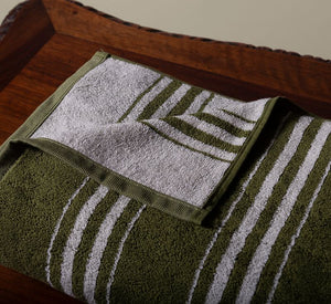 CHARLOTTE TOWEL IN OLIVE AND CREAM