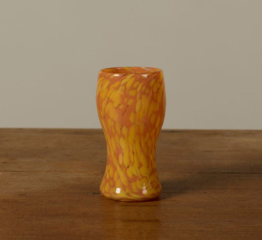 PIERCE & WARD HAND BLOWN SWIRL GLASSES IN TANGERINE AND DANDELION