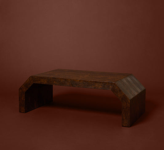 VINTAGE FAUX SNAKESKIN COFFEE TABLE IN THE STYLE OF KARL SPRINGER