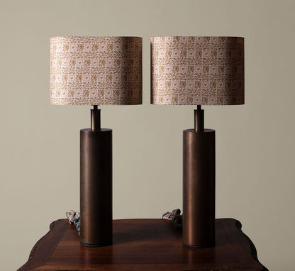 PIERCE & WARD OVAL LAMPSHADE IN ENGLISH SCRAPBOOK COTTON