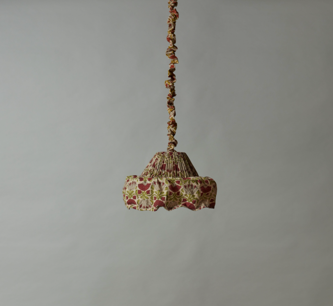 PIERCE & WARD LAMPSHADE PENDANT IN LIME AND BURGUNDY FLORAL