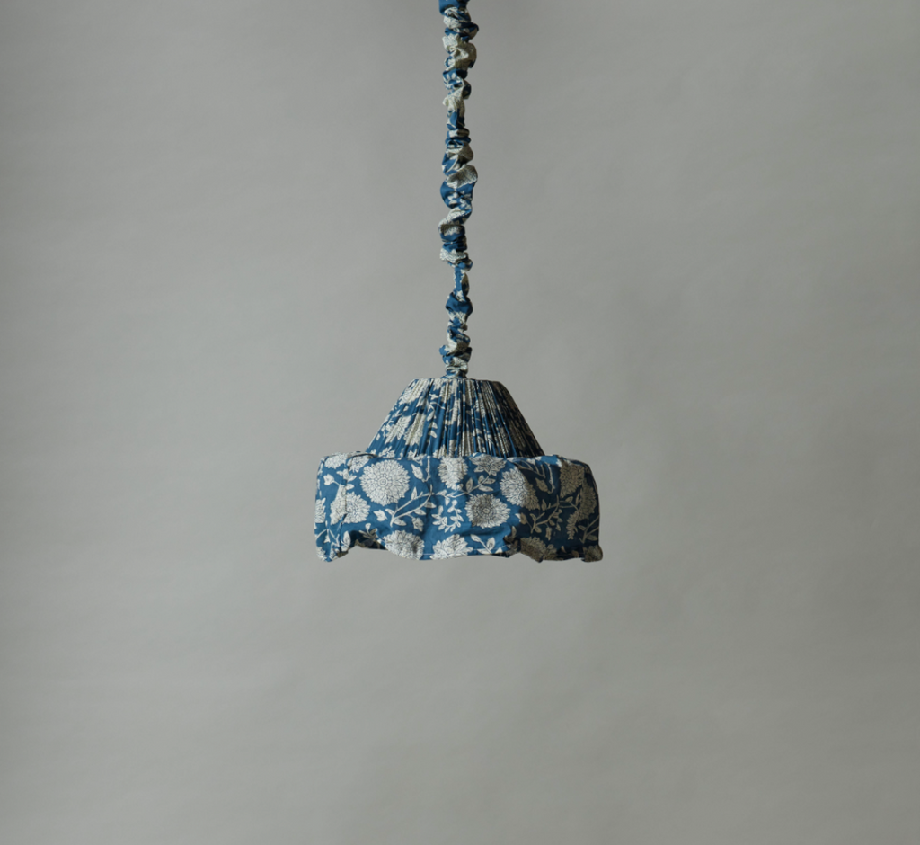 PIERCE & WARD LAMPSHADE PENDANT IN BLUE FLORAL
